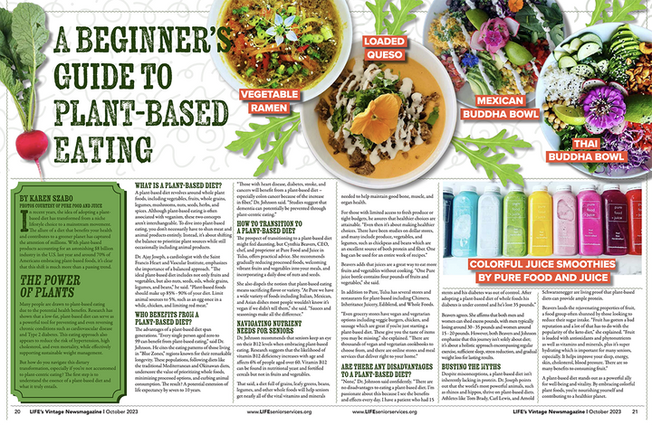 Pure Food + Juice in LIFE's Vintage News Magazine, A Beginners Guide to Plant Based