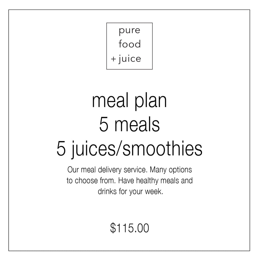 Pure Food and Juice 5 Meals + 5 Juices / Smoothies $115.00