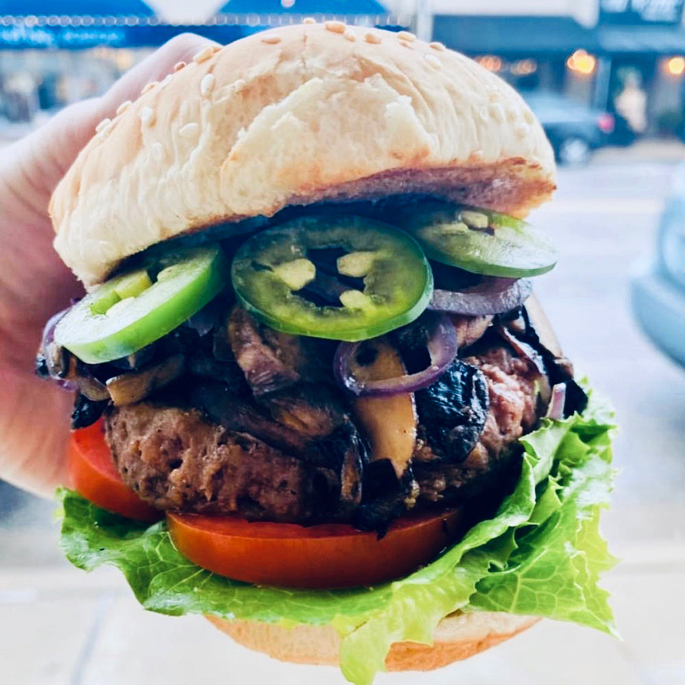 Beyond Burger Mushroom, jalapeno, onion, pure food + juice